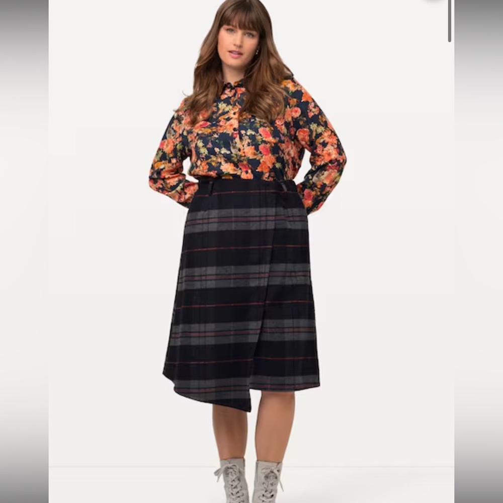 New‎ Ulla Popken Wrap Look Kilt Skirt